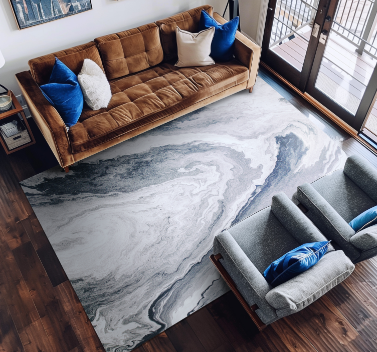 Minimalist blue & grey marble vinyl carpet - TenStickers