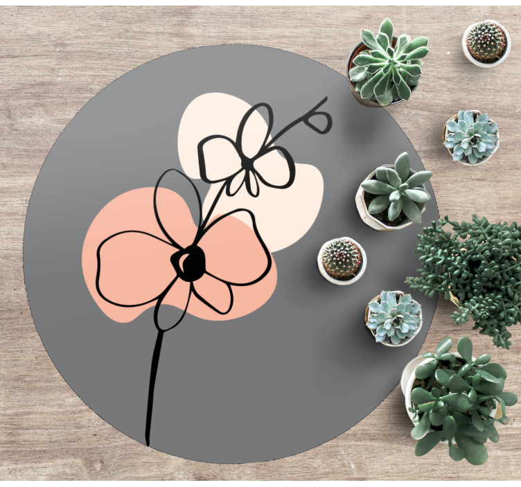 Minimalist stylish grey design floral vinyl carpet - TenStickers