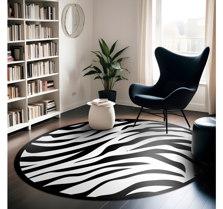 Zebra Stripe Circular Design animal print vinyl carpet - TenStickers