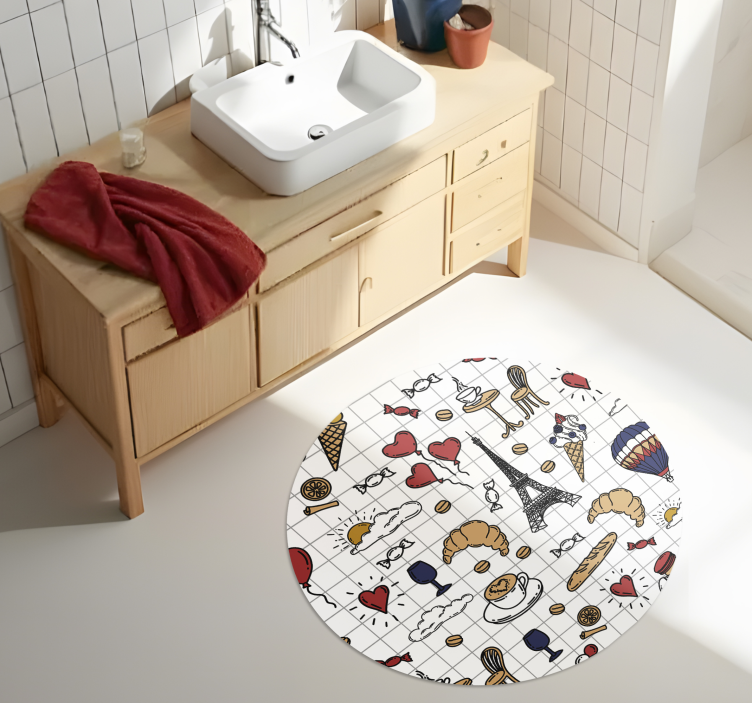 Minimalistic Paris design bathroom vinyl carpet - TenStickers