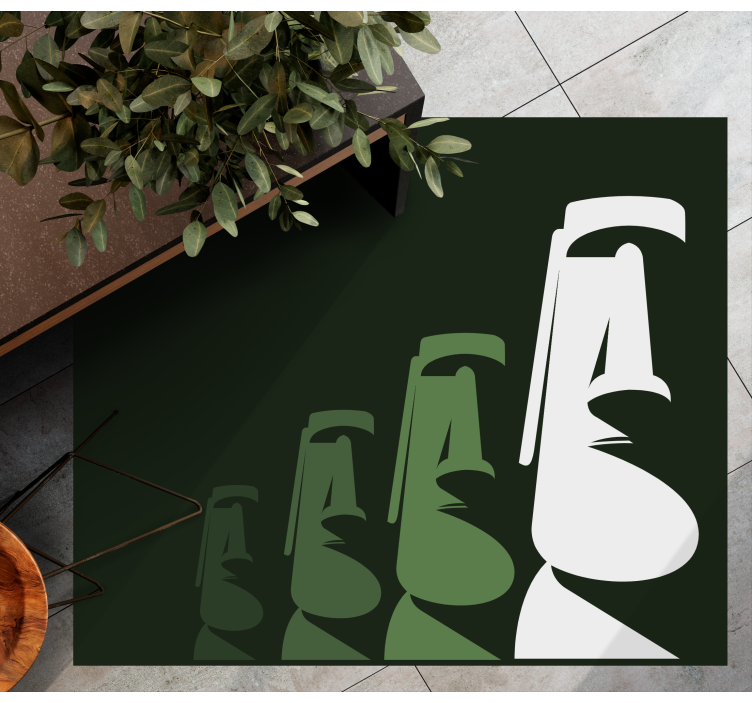 Moai Statues Outline living room vinyl carpet - TenStickers