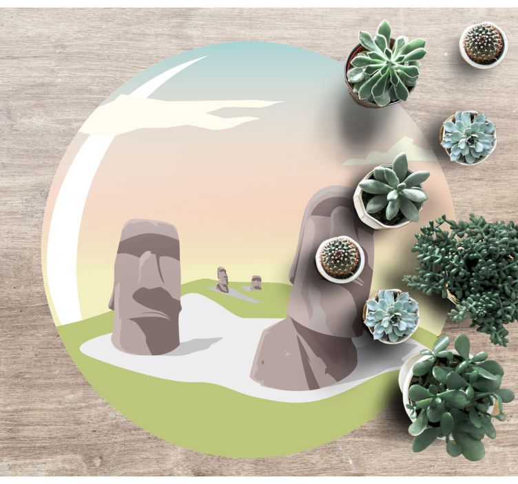 Moai Stone Silhouettes nature vinyl carpet - TenStickers