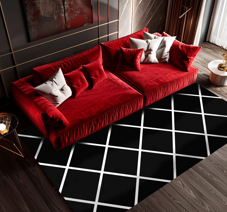 Modern geometric lines black vinyl carpet - TenStickers