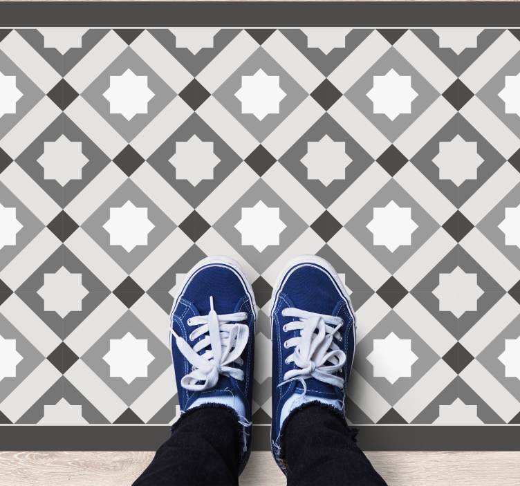 Gray starry tiles mosaic vinyl carpet - TenStickers