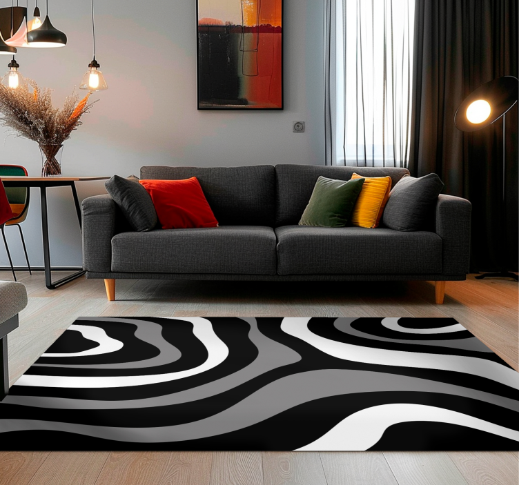 Modern waves  black vinyl carpet - TenStickers