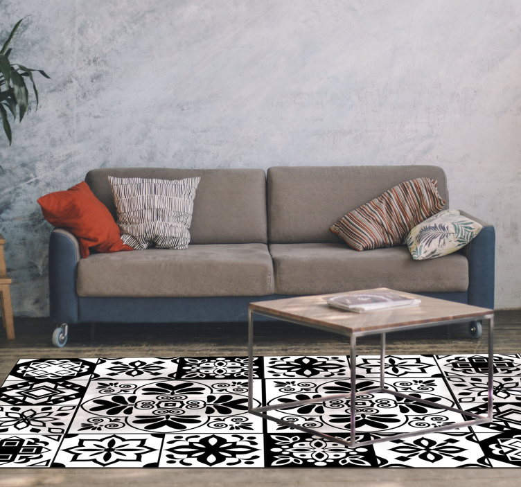 Spanish geometric design tile vinyl carpet - TenStickers