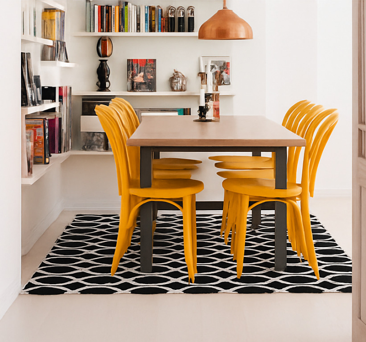 Monochrome oval design dining room vinyl carpet - TenStickers