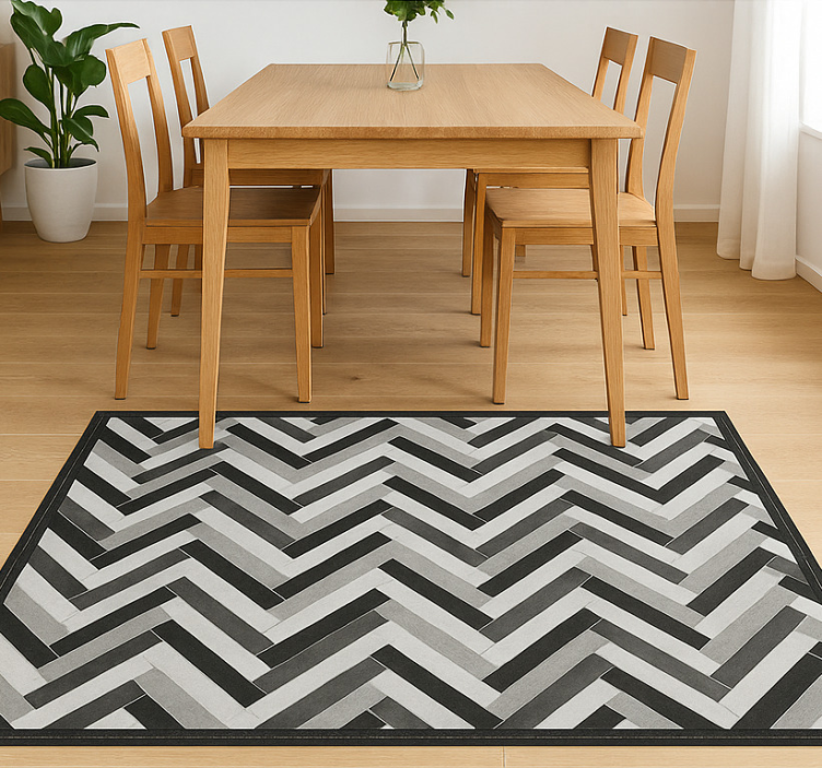 Monochrome Parquet Style dining room vinyl carpet - TenStickers
