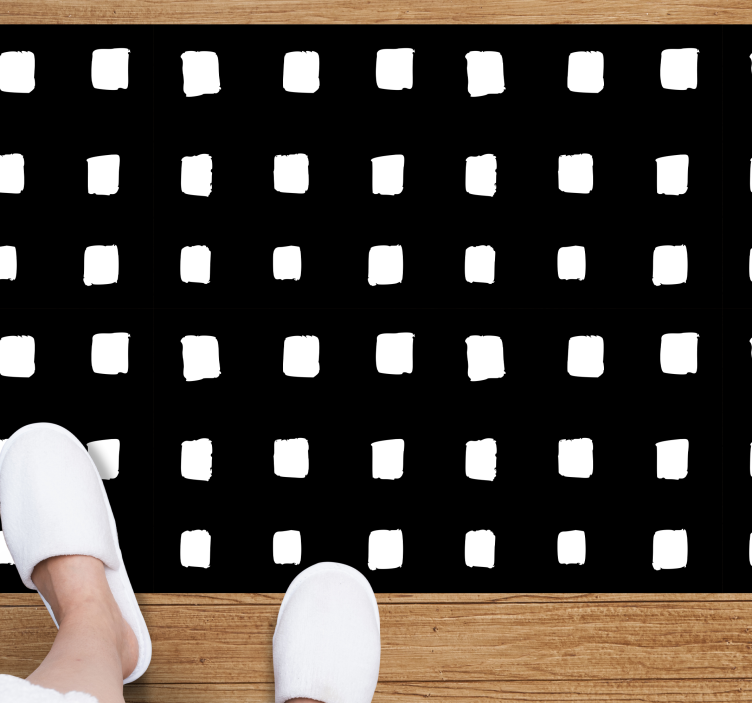 Black and white square pattern minimalist vinyl carpet - TenStickers