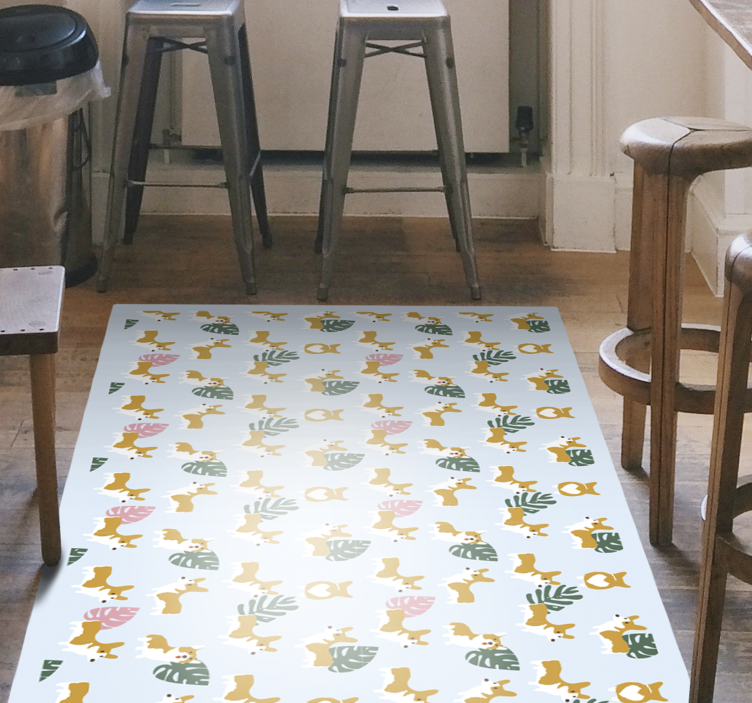 Monstera and dogs animal vinyl carpet - TenStickers