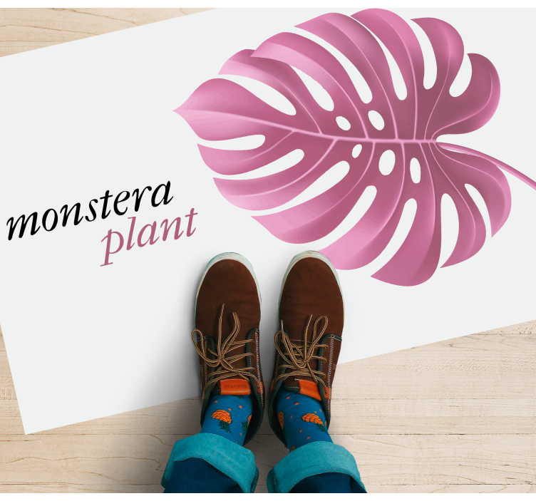 Pink monstera plant floral vinyl carpet - TenStickers