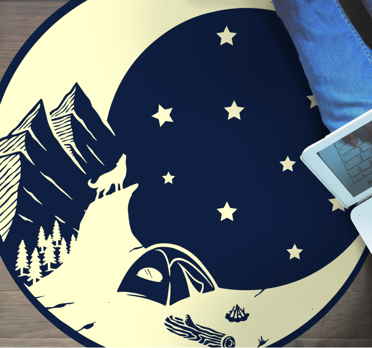 Moonlit Camping Scene nature vinyl carpet - TenStickers