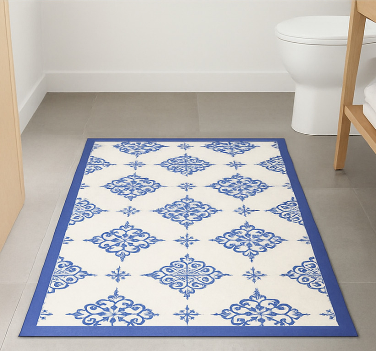 Moroccan beige tiles blue vinyl carpet - TenStickers