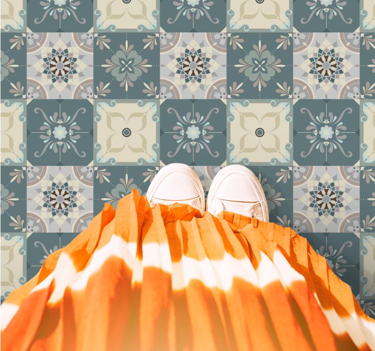 Mosaic floral motif mosaic vinyl carpet - TenStickers