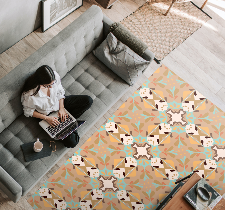 Mosaic Starburst tile vinyl carpet - TenStickers