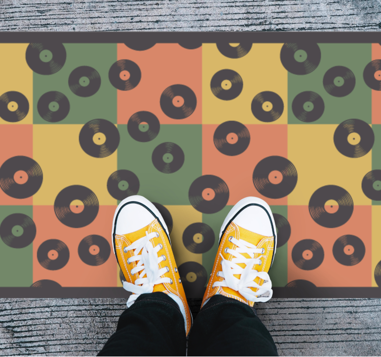 Mosaic vinyl carpet colorful vinyl records - TenStickers
