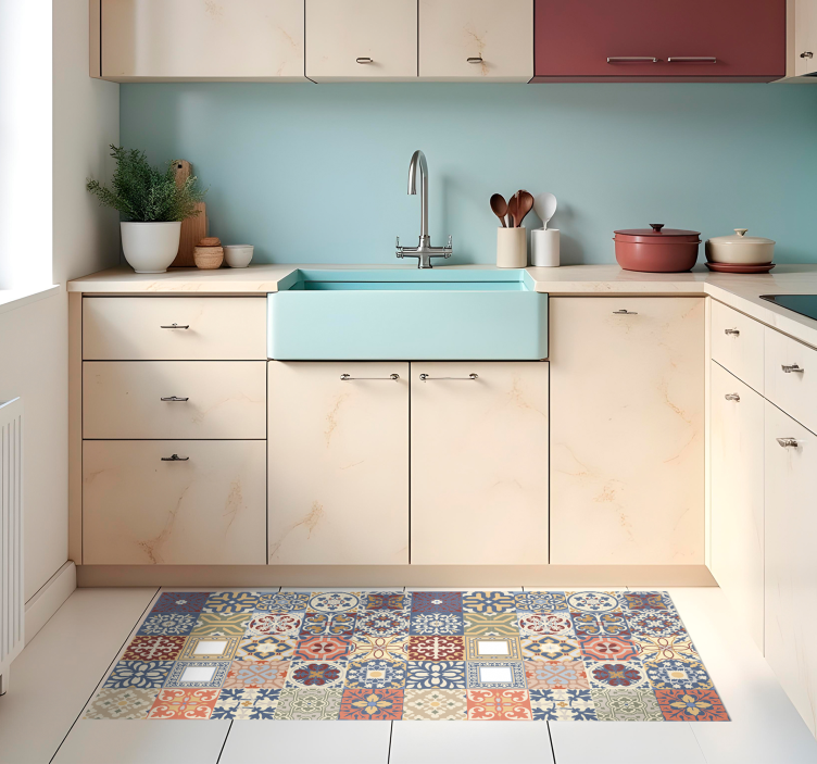 Multicolor hydraulic kitchen vinyl carpet - TenStickers