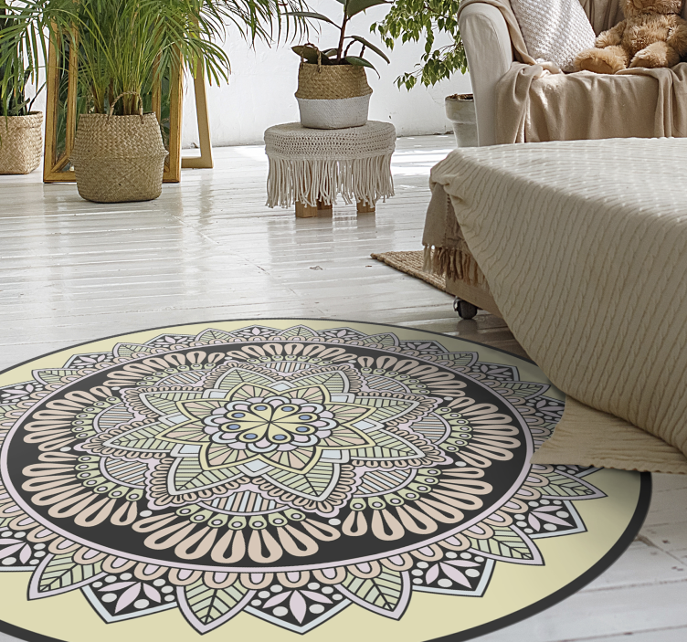 Multicoloured Mandala mosaic floor tiles - TenStickers