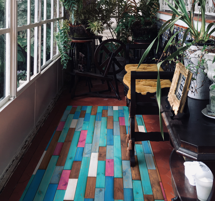 Multicoloured wooden effect vinyl rug - TenStickers