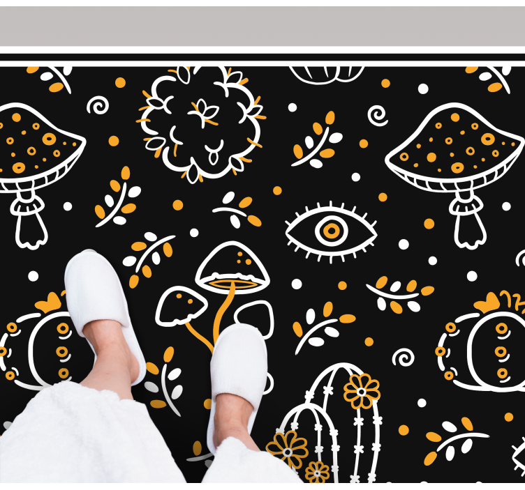 Mushroom artwork floral vinyl carpet - TenStickers