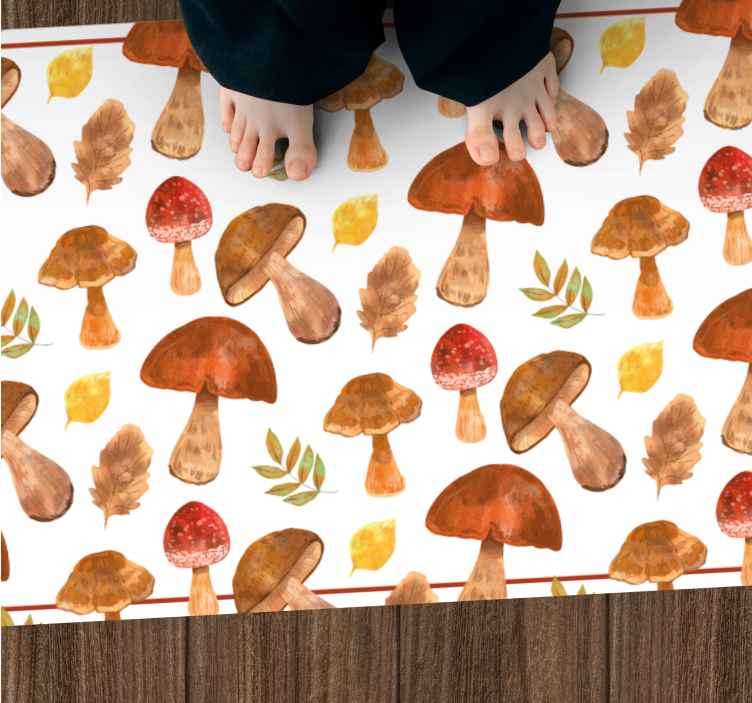 Mushroom & Leaf nature vinyl carpet - TenStickers