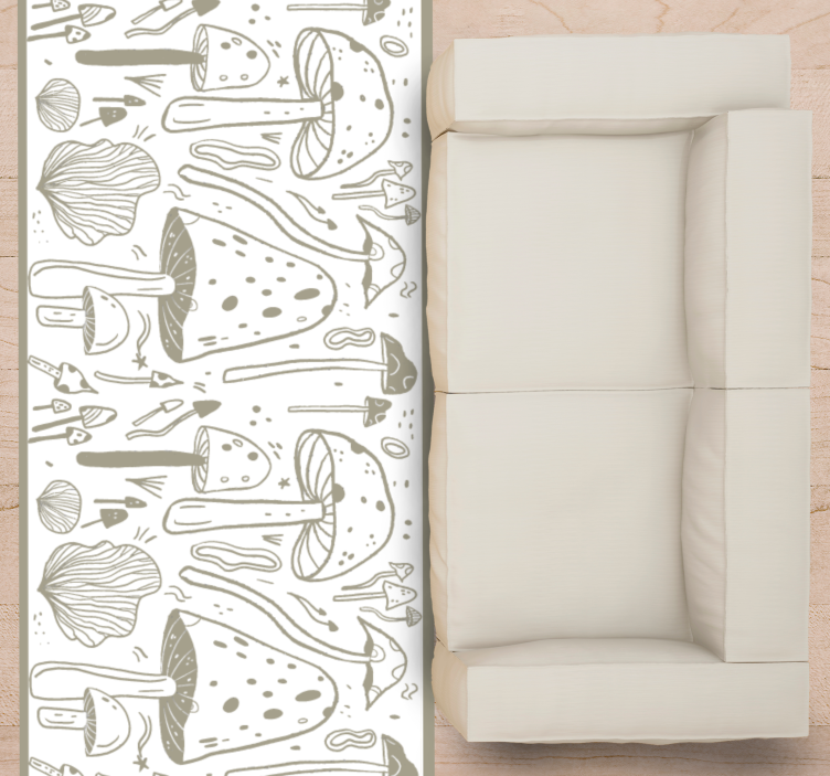 Mushroom sketches floral vinyl carpet - TenStickers