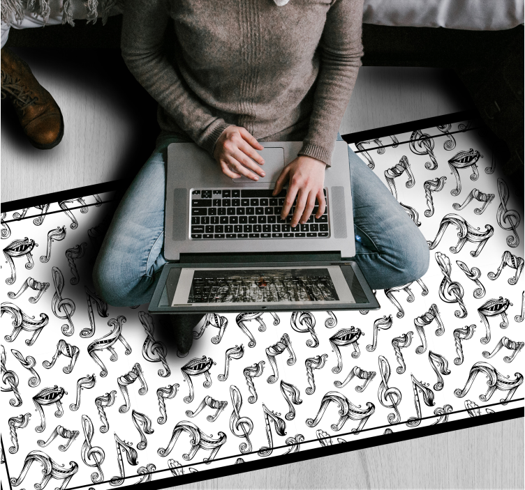 Music Note Design teen vinyl carpet - TenStickers