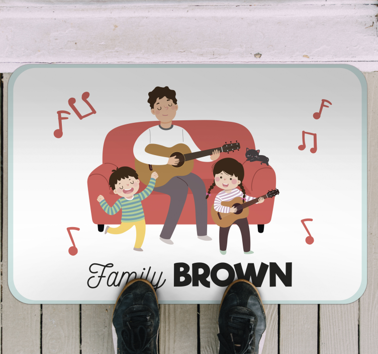 Musical family name entrance hall vinyl carpet - TenStickers
