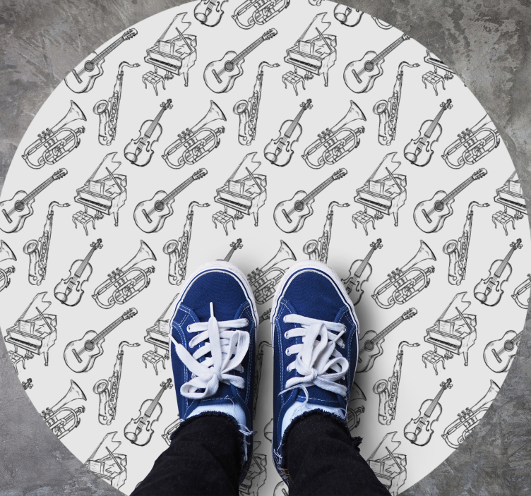 Musical Instruments Motif circular vinyl carpet - TenStickers