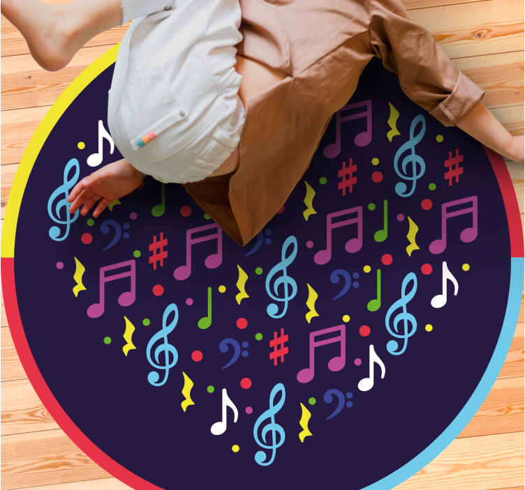 Musical Note Heart teen vinyl carpet - TenStickers