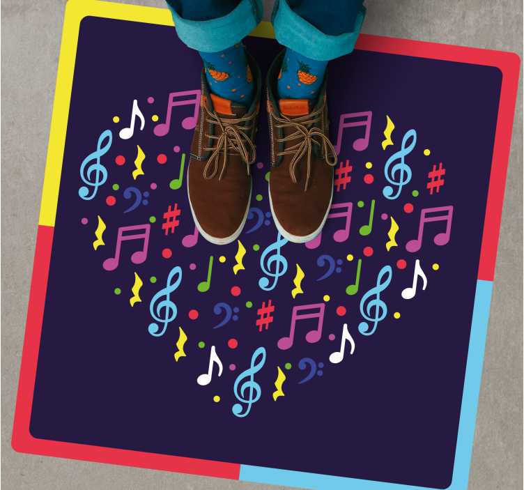 Musical Notes Heart teen vinyl carpet - TenStickers