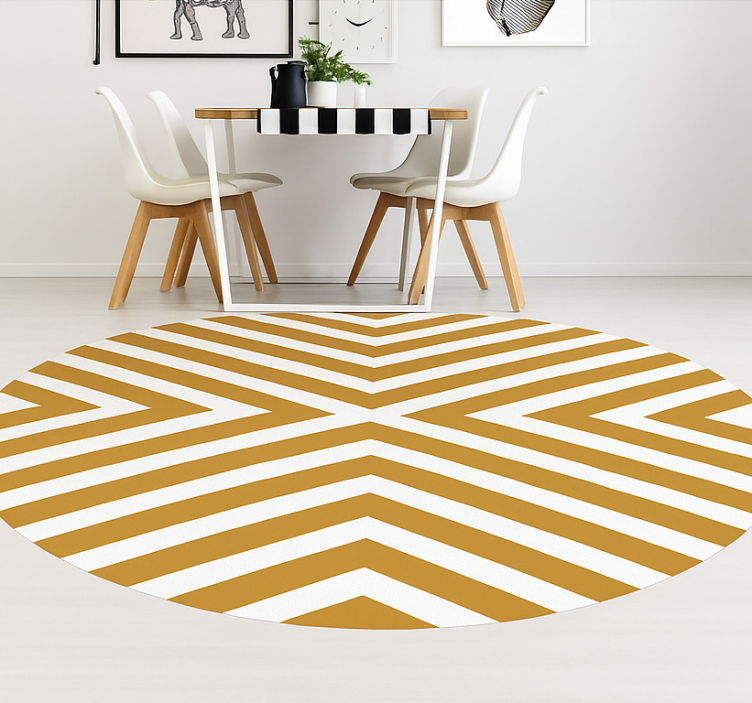 Mustard Chevron Pattern dining room vinyl carpet - TenStickers