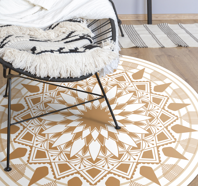 Natural colours big mandala vinyl rug - TenStickers
