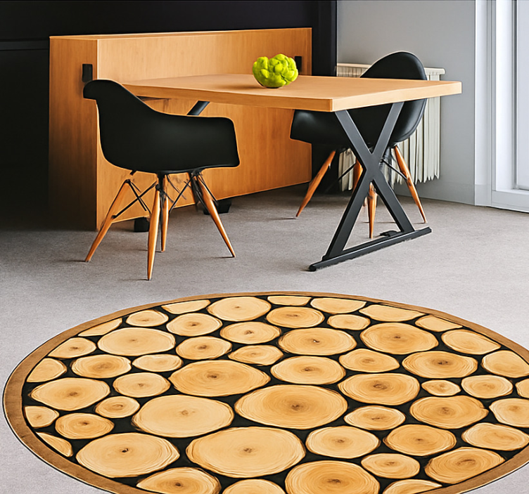 Natural Wood Slice dining room vinyl carpet - TenStickers