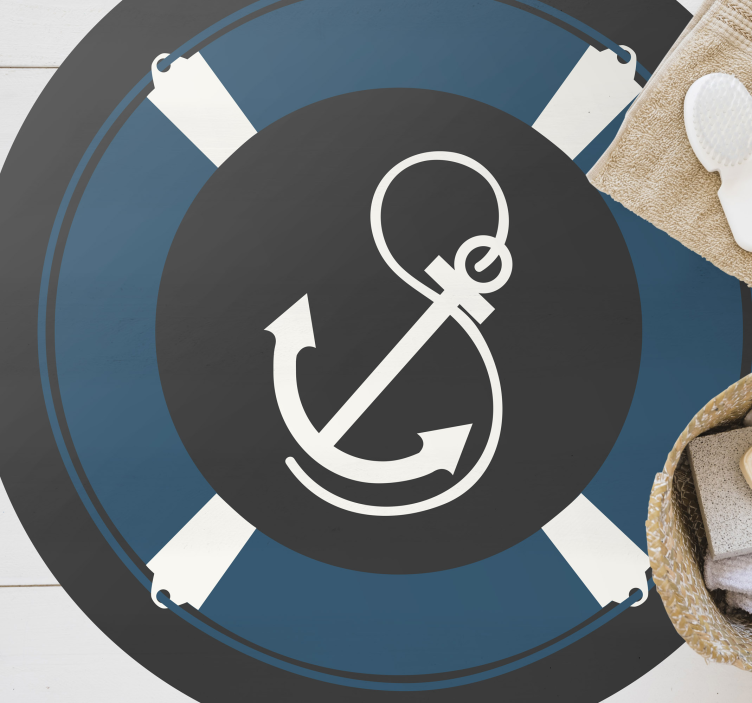Nautical Anchor Motif mosaic vinyl carpet - TenStickers