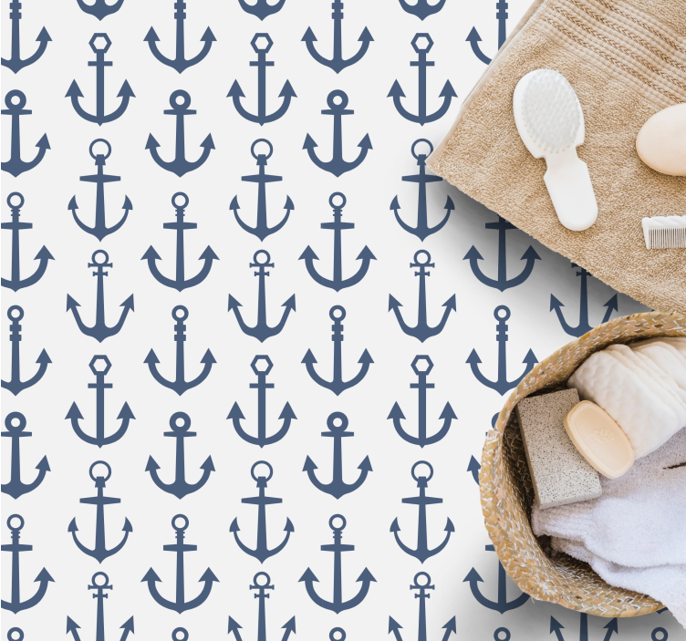 Nautical Anchor Theme bathroom vinyl carpet - TenStickers