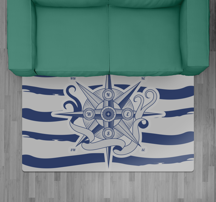Nautical Compass world map vinyl carpet - TenStickers