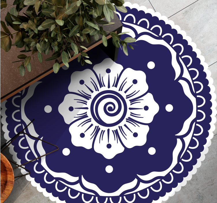 Navy Floral Arrangement mandala vinyl carpet - TenStickers