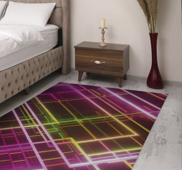 Neon Line Art modern vinyl carpet - TenStickers