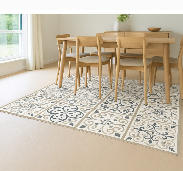 Neutral Tiled Pattern dining room vinyl carpet - TenStickers