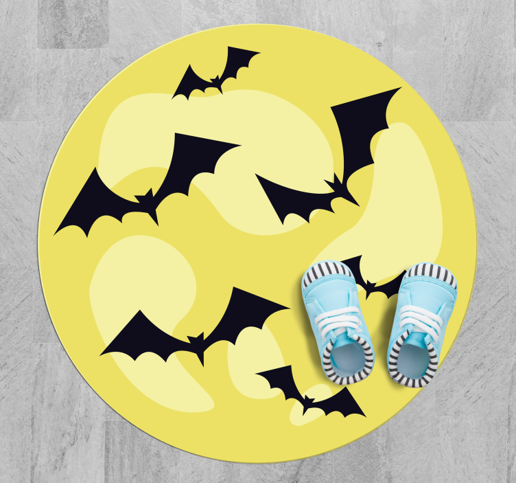 Nocturnal Bats Circle halloween vinyl carpet - TenStickers