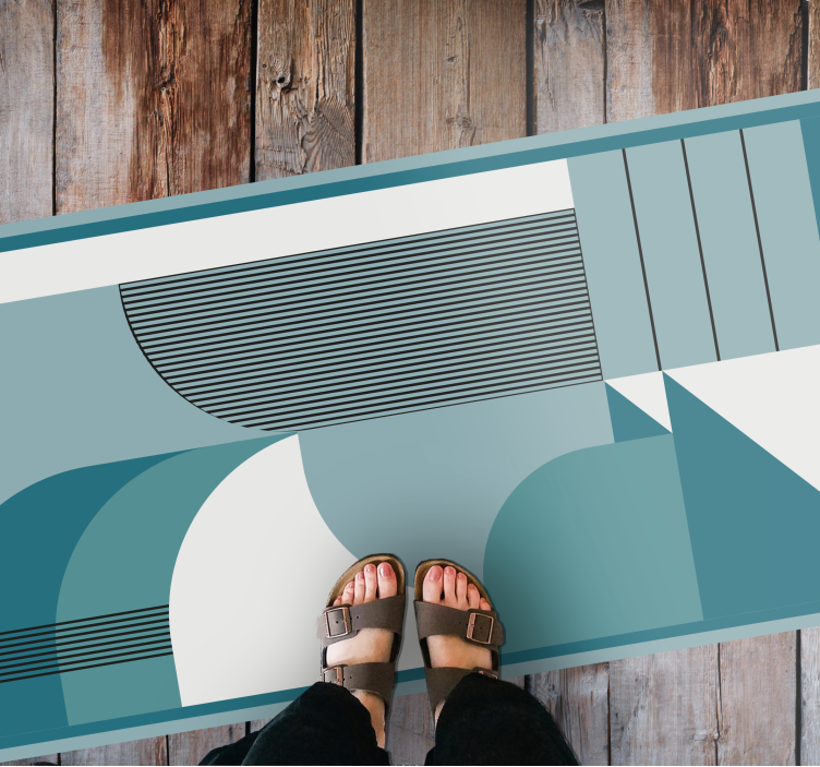 Blue abstract geometric shapes modern vinyl carpet - TenStickers