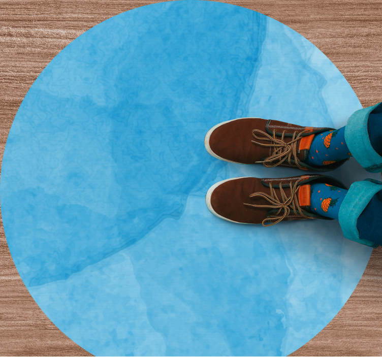 Abstract Blue Circular Design minimalist vinyl carpet - TenStickers