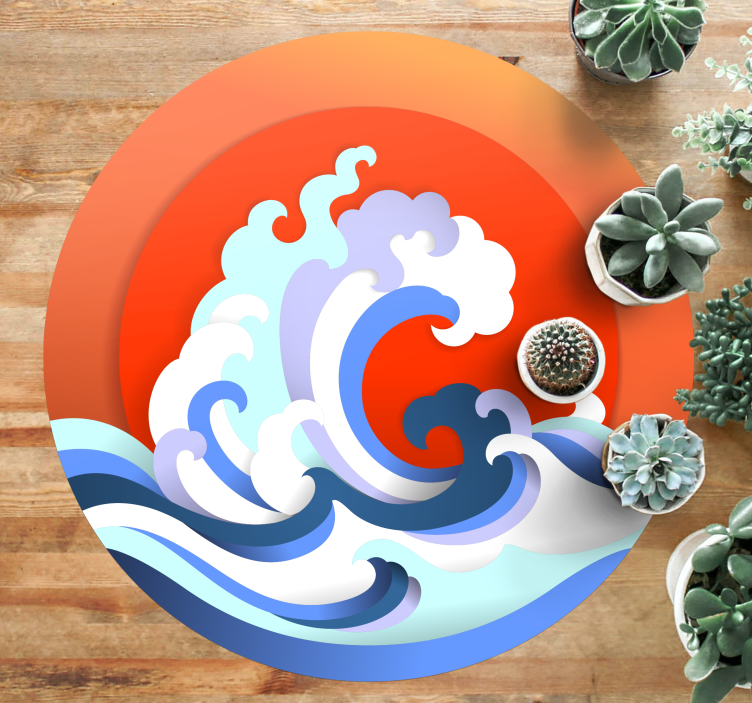 Oceanic Wave Circle nature vinyl carpet - TenStickers