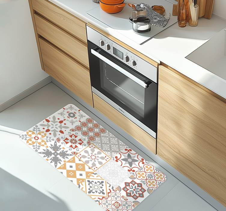 Orange mosaic kitchen vinyl carpet - TenStickers