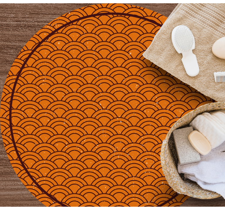 Orange Wave Pattern circular vinyl carpet - TenStickers
