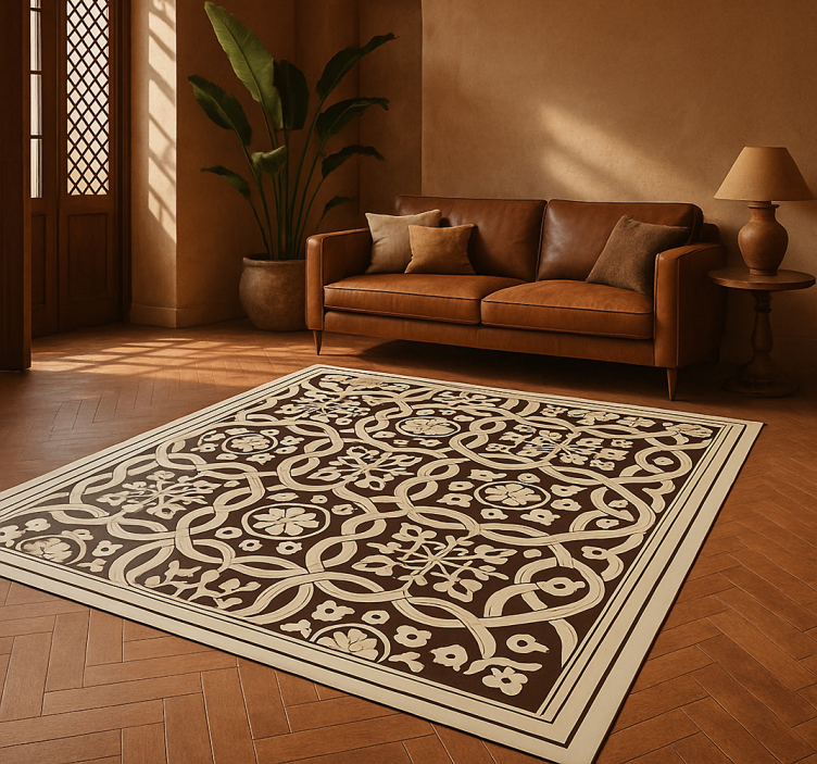 Organic tiles living room vinyl carpet - TenStickers