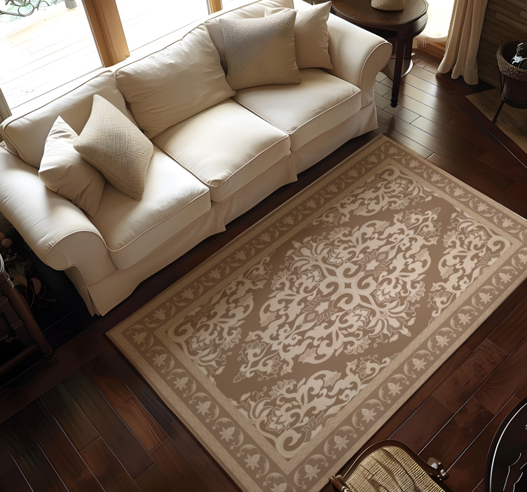 Oriental design beige vinyl carpet - TenStickers