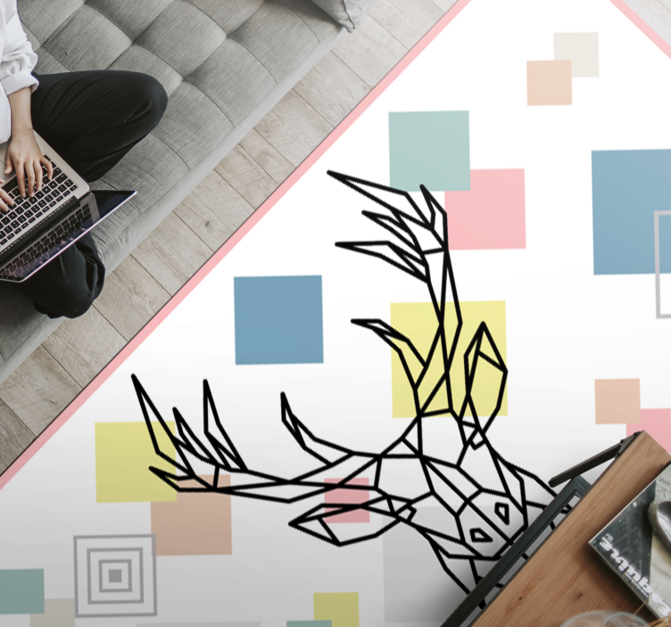 Origami stag art geometric vinyl carpet - TenStickers
