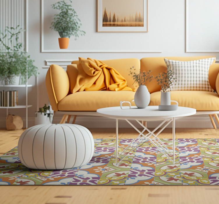 Ornamental pattern tiles vintage rug - TenStickers